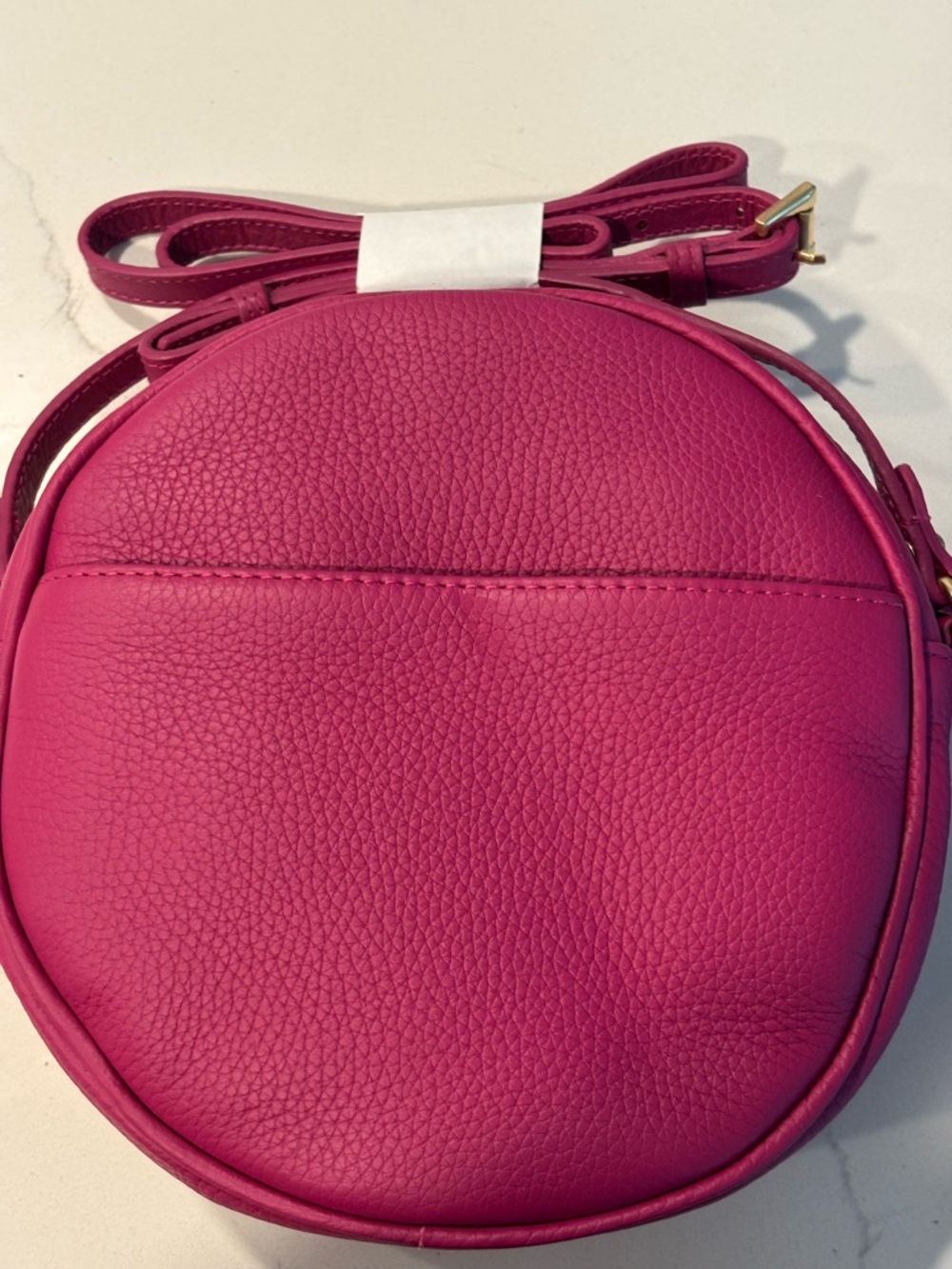 Gigi New York Crossbody Azalea Pebble Grain Leather Pink Round Bag with Tassel - Picture 6 of 9